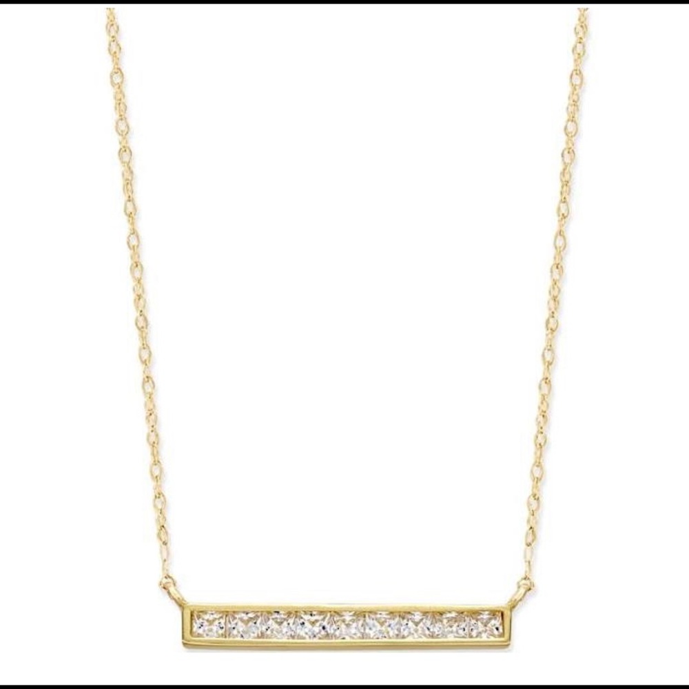 Yellow gold Bar necklace with Swarovski zirconia